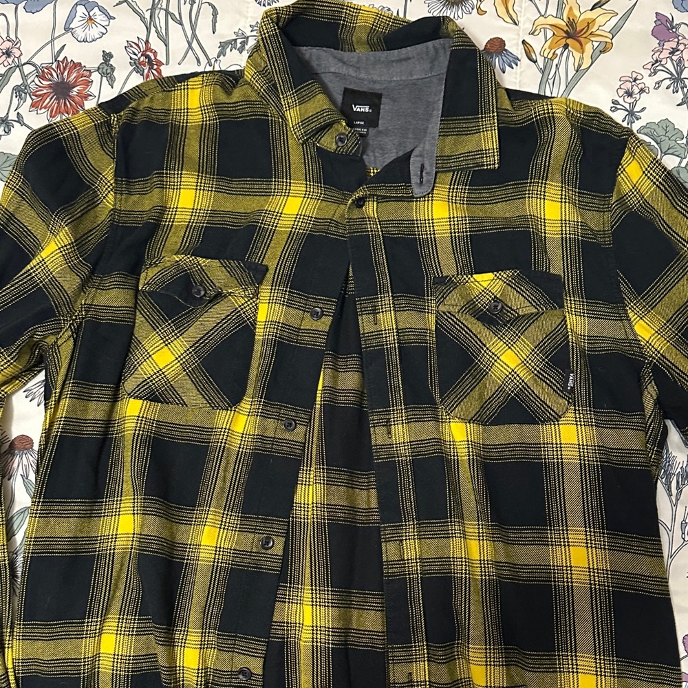 Vans Black and Yellow Plaid Shirt